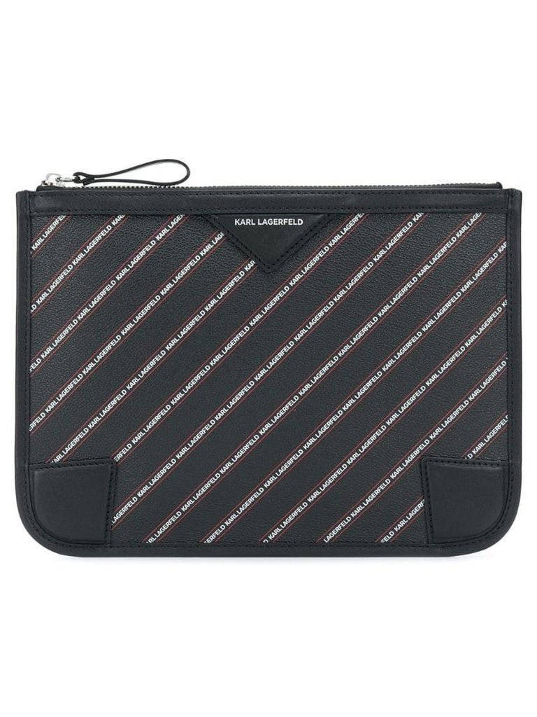 Karl Lagerfeld striped logo pouch - Black