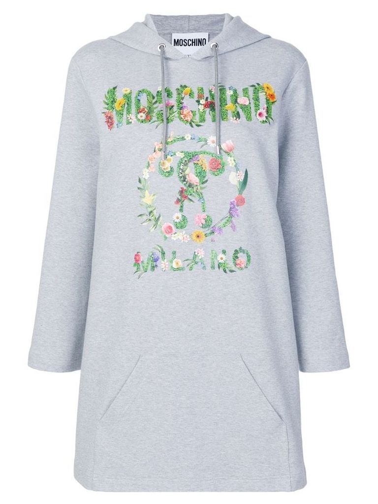 Moschino floral print logo hoodie - Grey