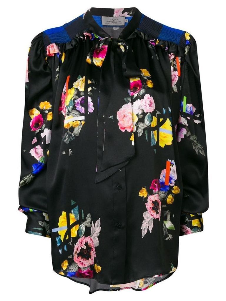 Preen By Thornton Bregazzi Even bow tie floral blouse - Black