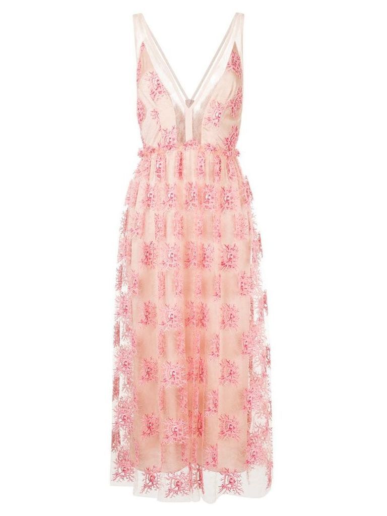 Manning Cartell embroidered sheer mid dress - Pink