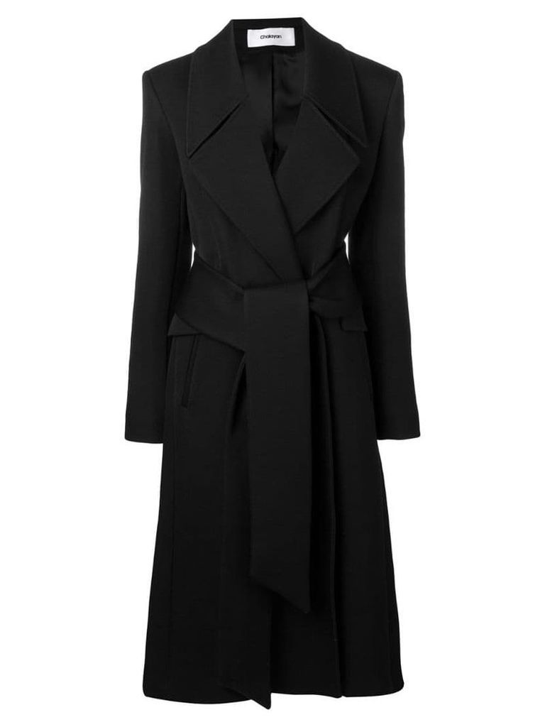 Chalayan belted mid-length coat - Black