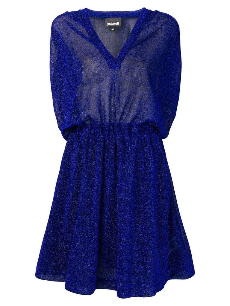 Just Cavalli metallic flared mini dress - Blue