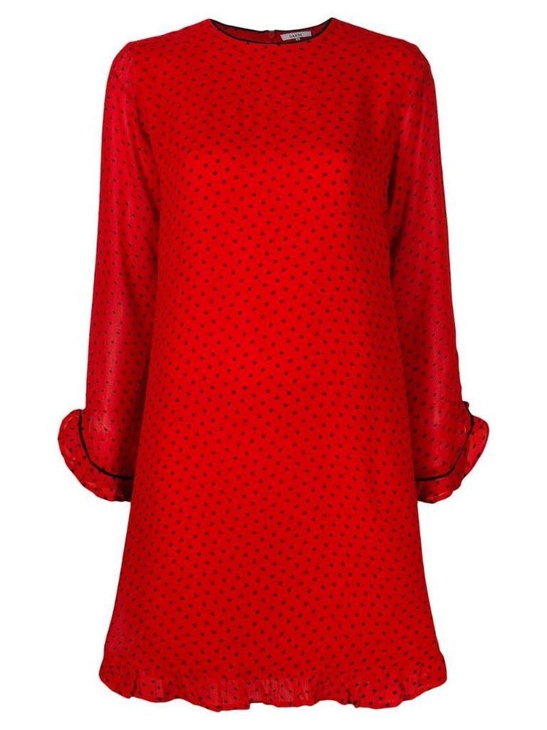 Ganni polka dot short dress - Red