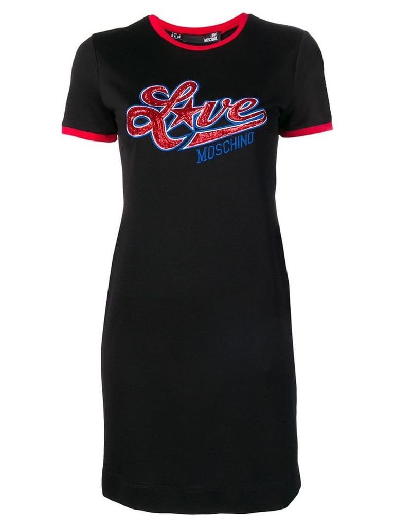 Love Moschino sequin logo T-shirt dress - Black