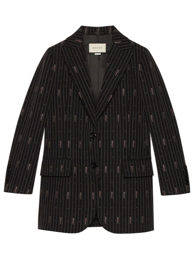 Gucci Gucci stripe fil coupé wool jacket - Black