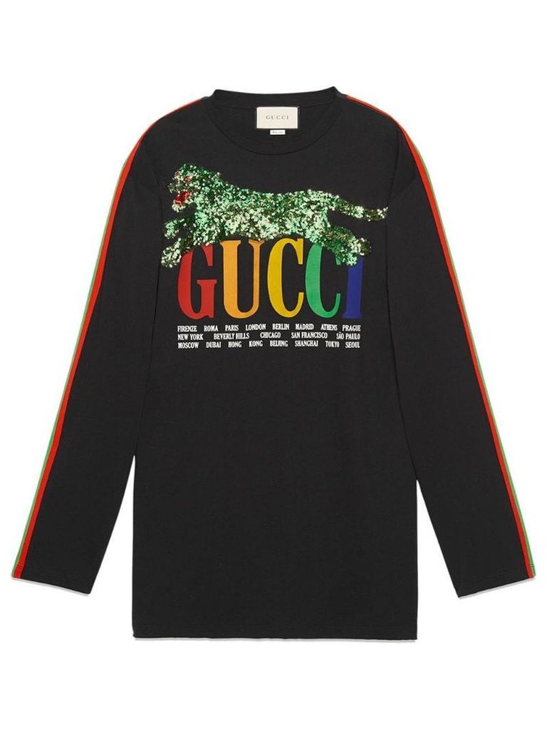 Gucci Gucci Cities T shirt with tiger - Black