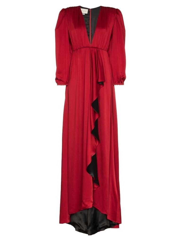 Gucci shoulder pad floor length gown - 6123 Red