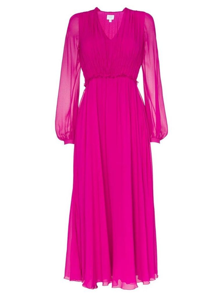 Giambattista Valli gathered silk midi-dress - Pink