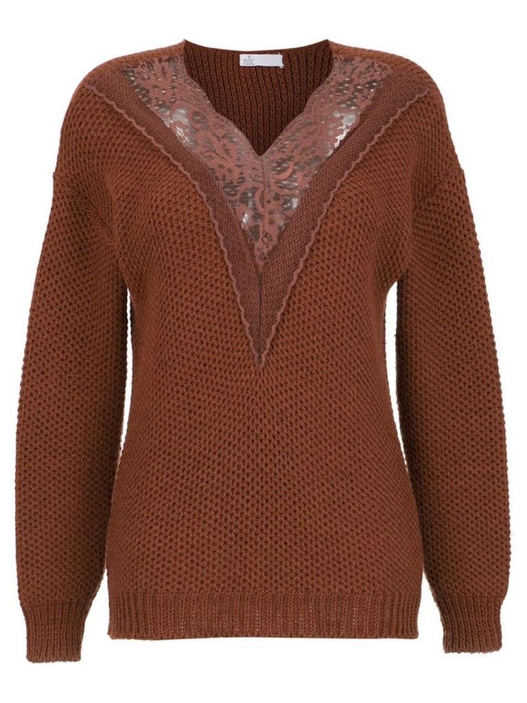 Nk knitted sweater with lace detail - Brown