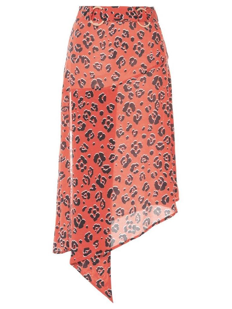 Suboo Zanzibar print belted midi skirt - Orange