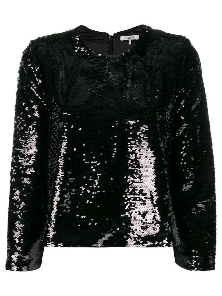 Ganni sequin embroidered blouse - Black