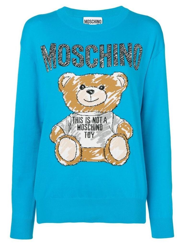Moschino teddy bear intarsia jumper - Blue