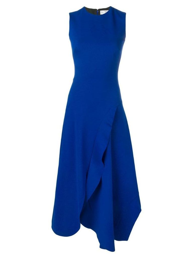 Victoria Beckham asymmetric ruffle fitted dress - Blue