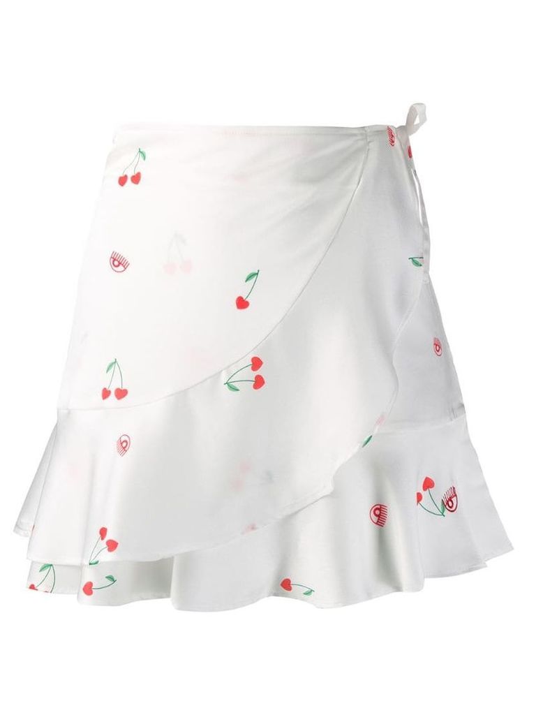 Chiara Ferragni cherry wrap skirt - White