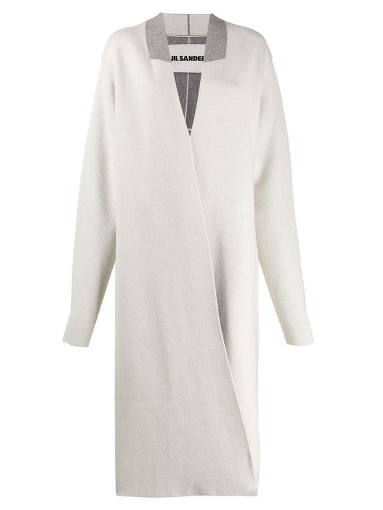 Jil Sander long wrap-style coat - White