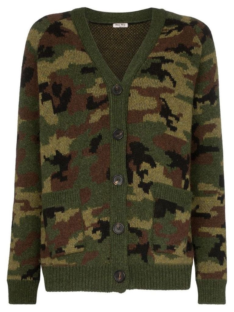 Miu Miu camouflage knitted cardigan - Green
