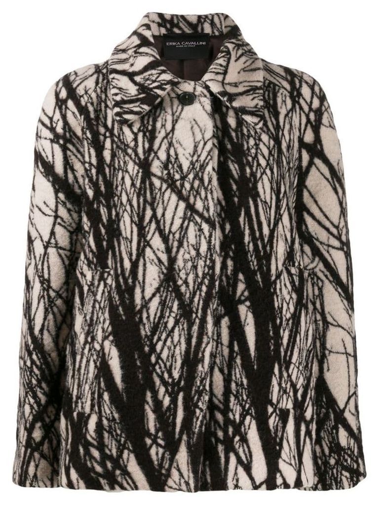 Erika Cavallini abstract print oversized coat - Brown