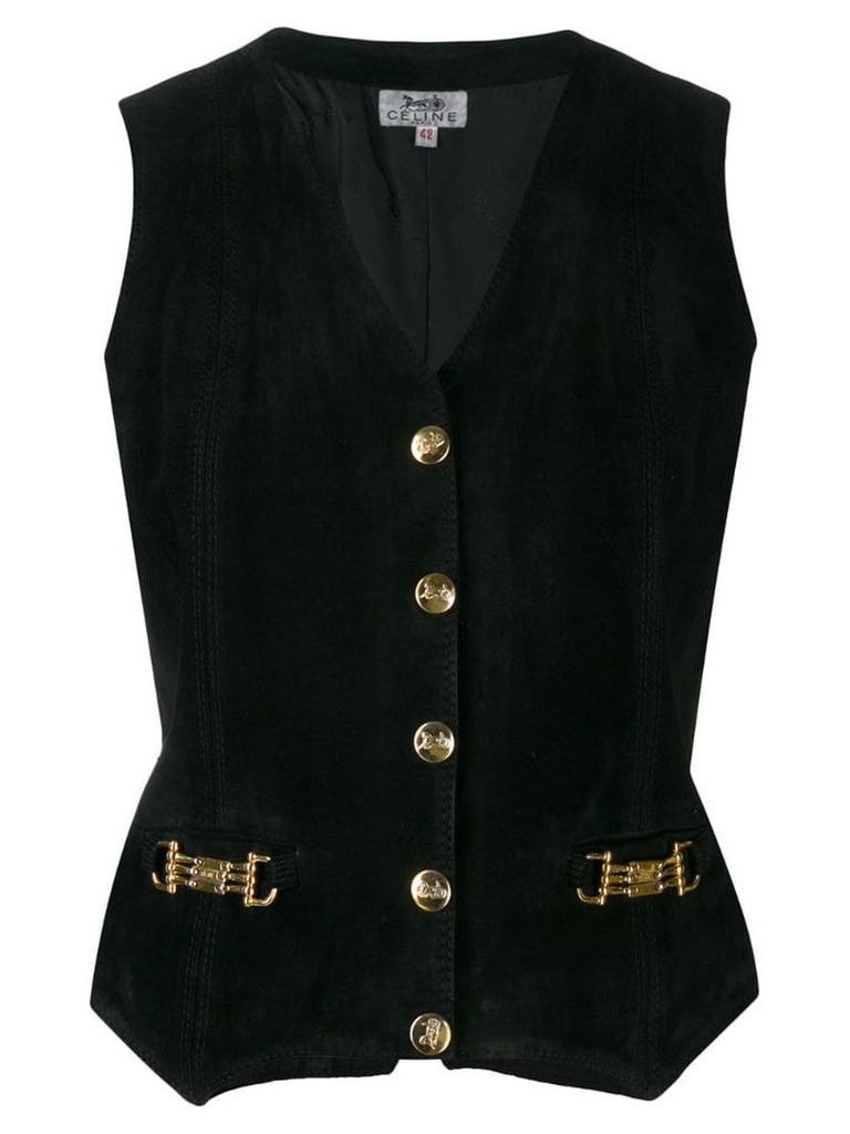 Céline Pre-Owned 1970's horsebit details waistcoat - Black