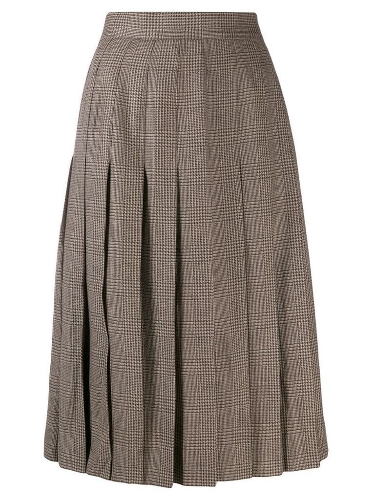 Céline Pre-Owned 1970's prince of wales pleated skirt - Neutrals