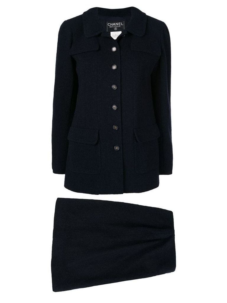 Chanel Pre-Owned Set Up Suit Jacket Skirt - Black