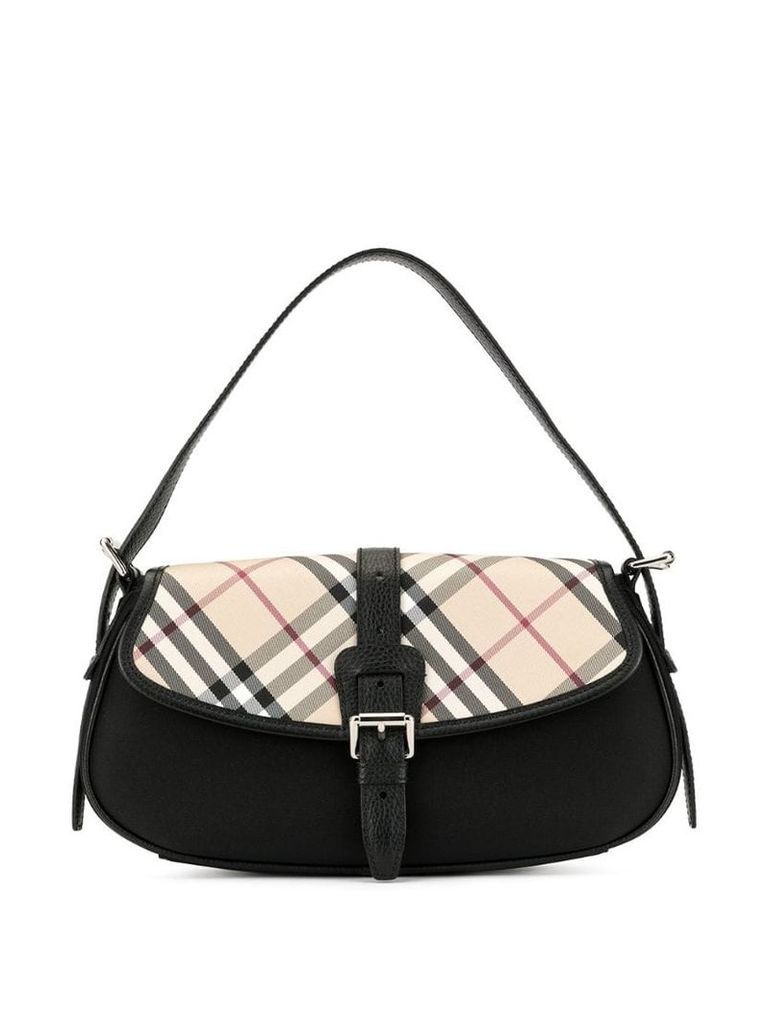 Burberry Pre-Owned check panel shoulder bag - Black