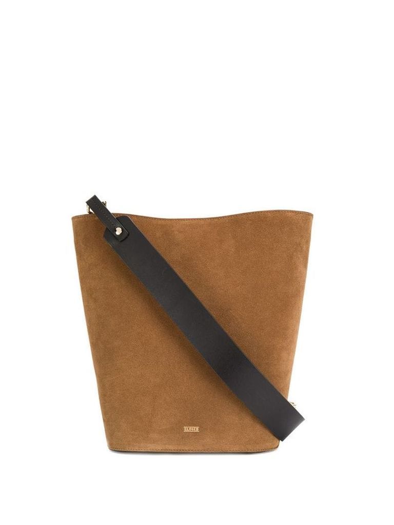 Closed contrasting strap shoulder bag - Brown