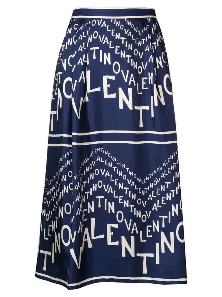 Valentino silk chevron logo skirt - Blue