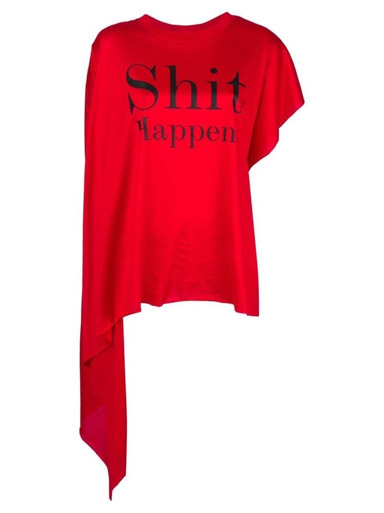 Christopher Kane 'Shit Happens' asymmetrical t-shirt - Red