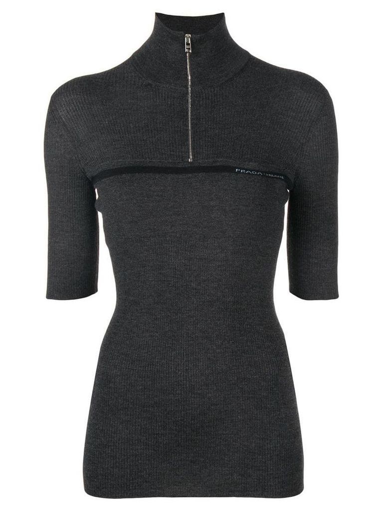 Prada half-zip knitted top - Grey