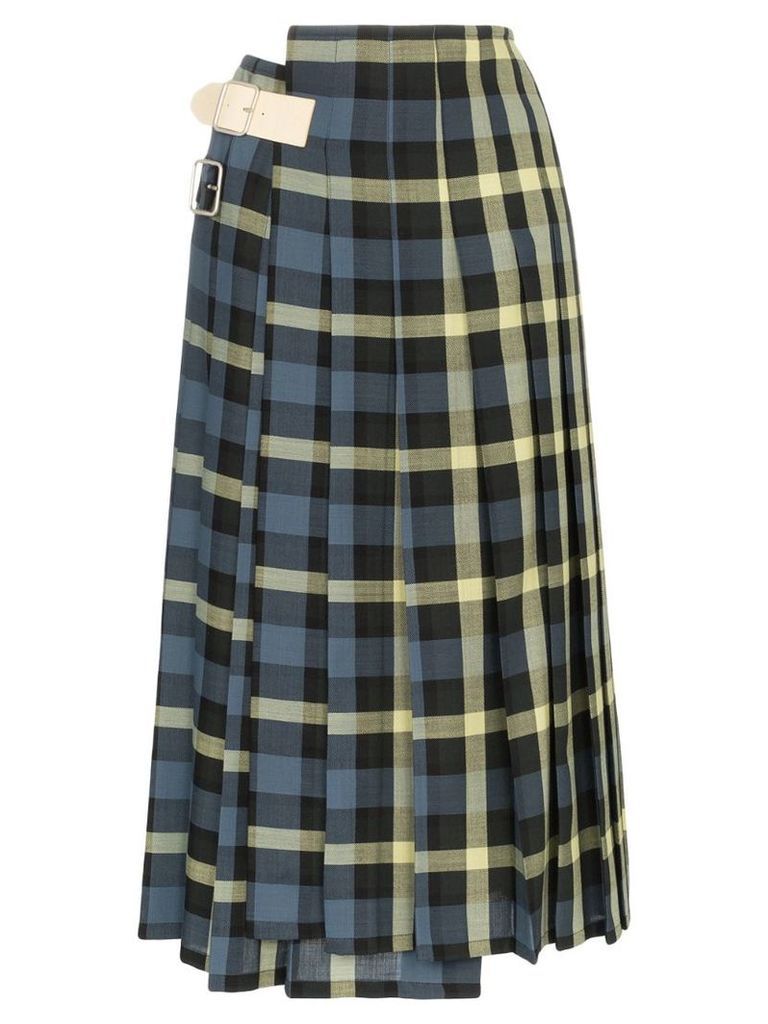 Golden Goose April pleated check wool skirt - Blue