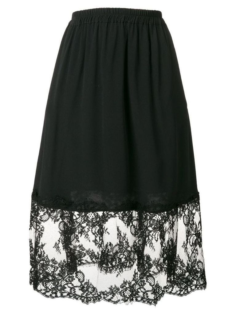 MSGM floral lace hem A-line skirt - Black