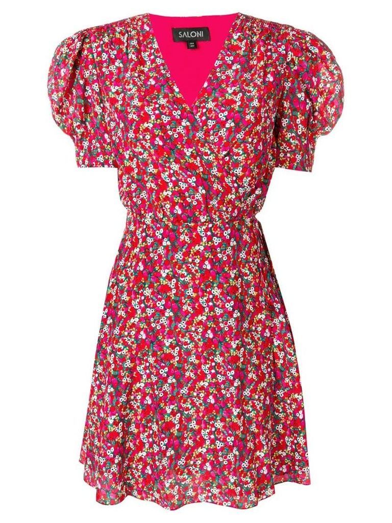 Saloni poppyfield wrap mini dress - Pink