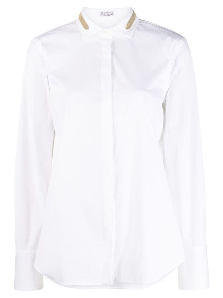 Brunello Cucinelli embellished collar shirt - White