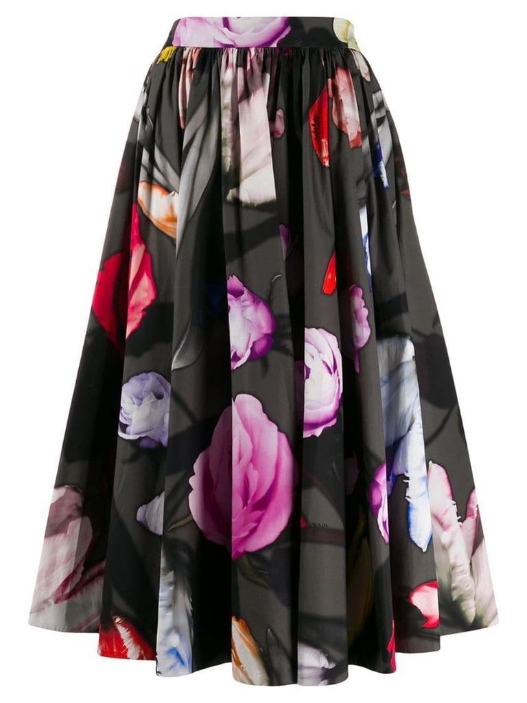 Prada floral print pleated skirt - Black