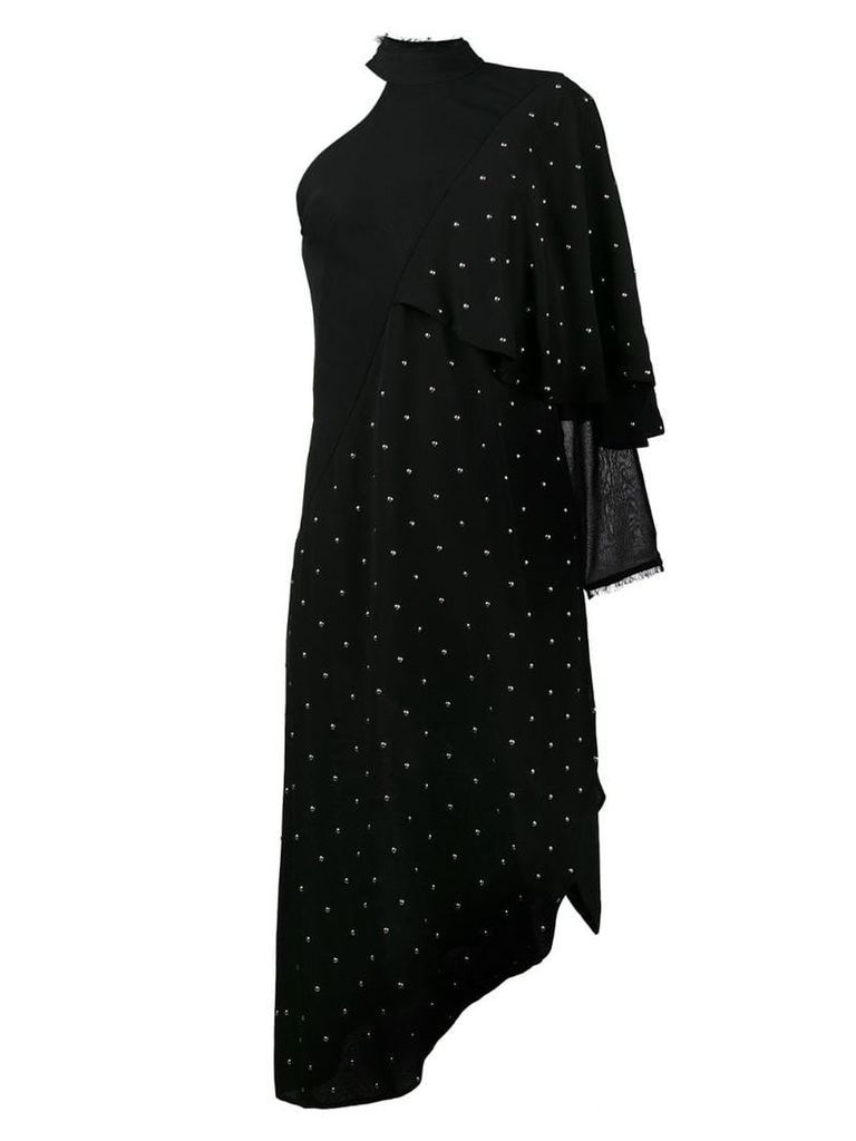 Kitx one-sleeve asymmetric studded dress - Black
