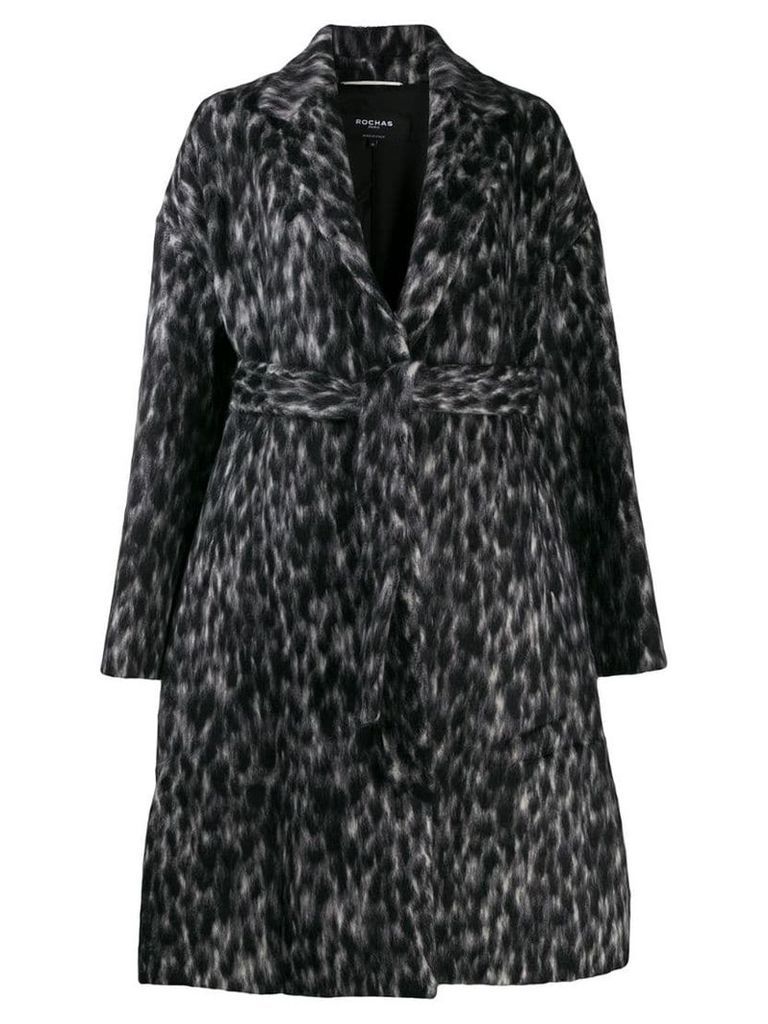 Rochas patterned midi coat - Black