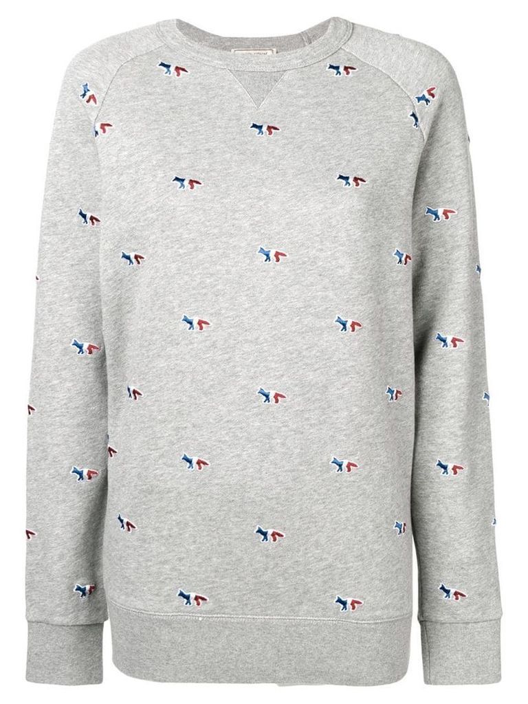 Maison Kitsuné tricolour fox embroidered sweatshirt - Grey
