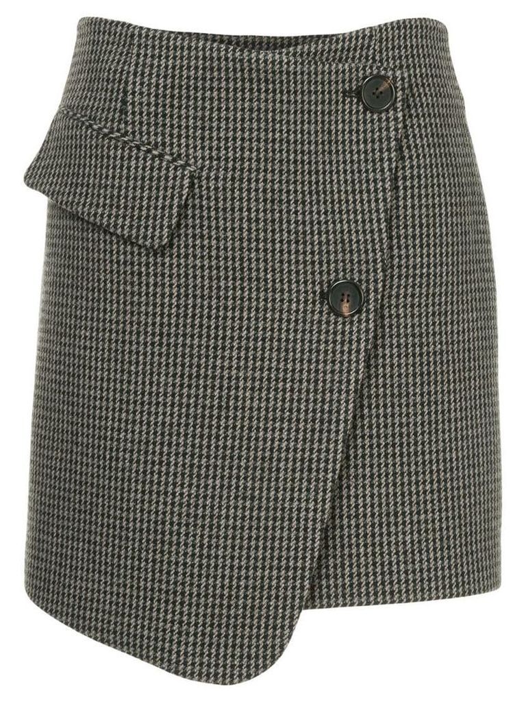 Goen.J houndstooth asymmetric wrap skirt - Grey