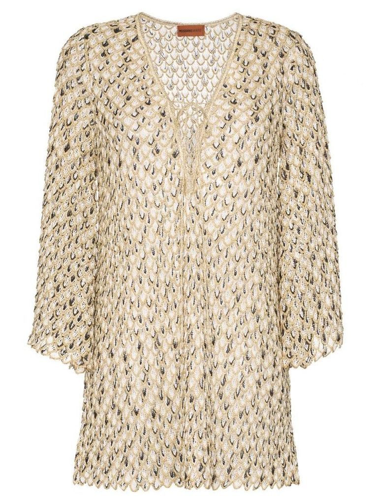 Missoni Mare scale-effect knitted beach dress - Metallic