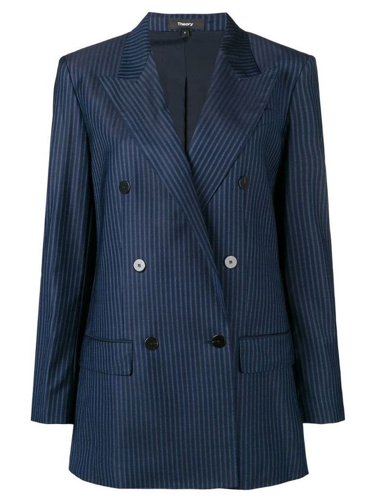 Theory striped double-breasted blazer - Blue