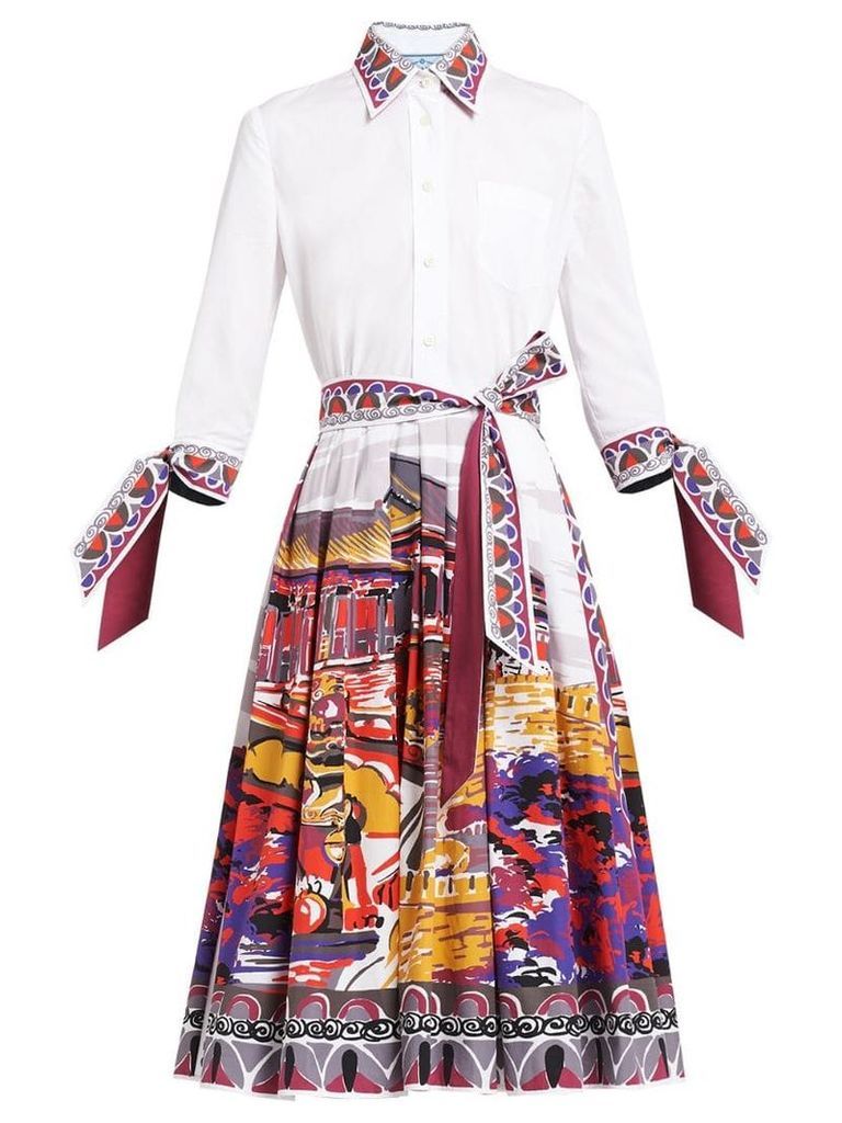 Prada Beijing print shirt dress - White