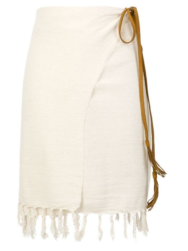 Caravana Pareo wrap skirt with fringe - White