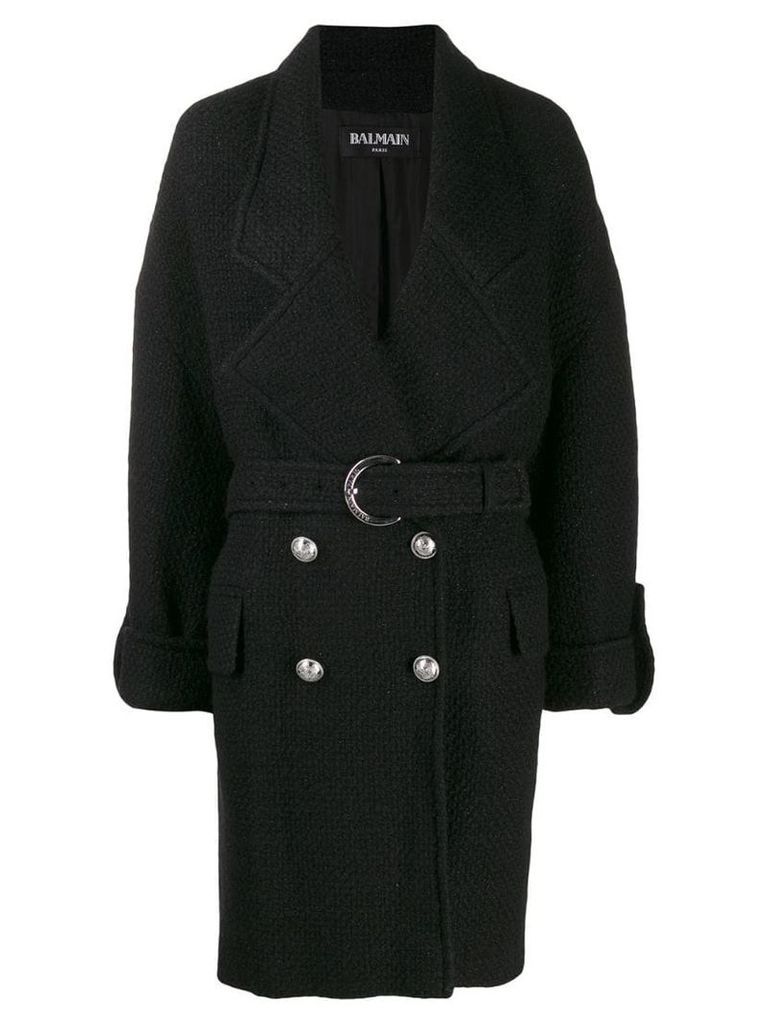 Balmain belted coat - Black