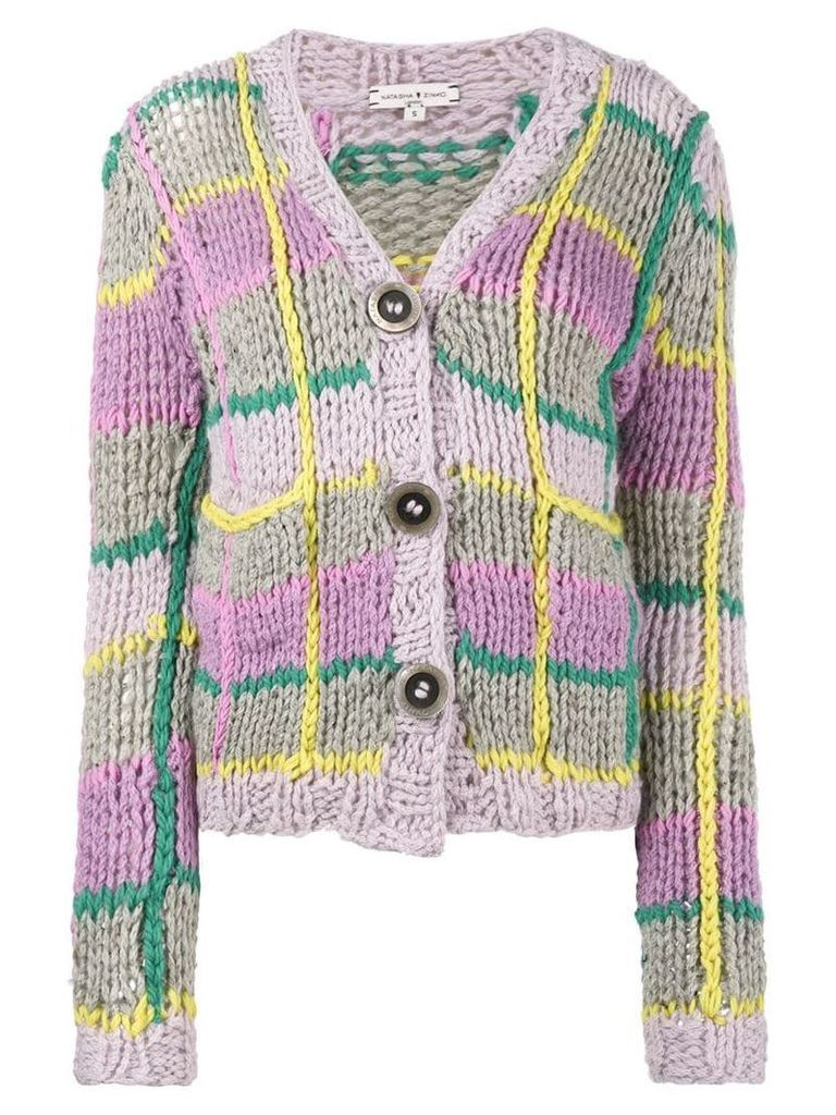 Natasha Zinko knitted check cardigan - Multicolour