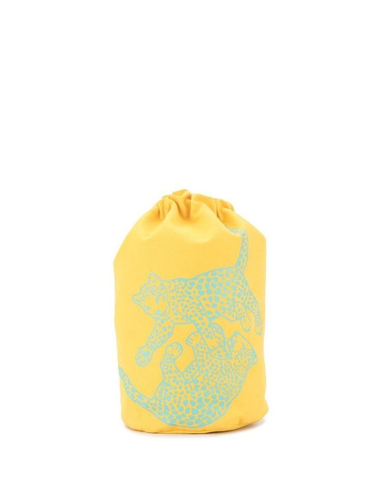Hermès Pre-Owned leopard illustrated drawstring bag - Yellow