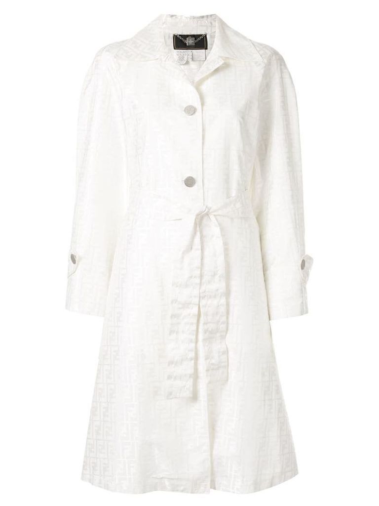 Fendi Pre-Owned Zucca print duster coat - White
