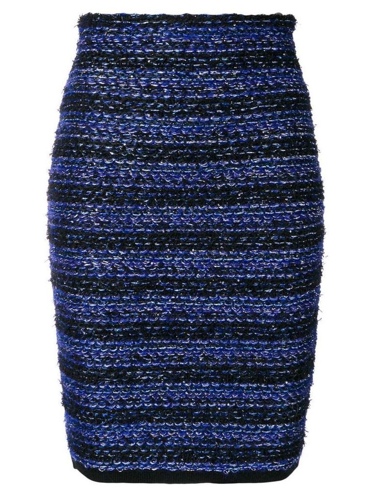 Balmain striped tweed pencil skirt - Blue