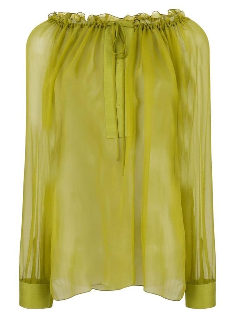 Alberta Ferretti semi sheer blouse - Green