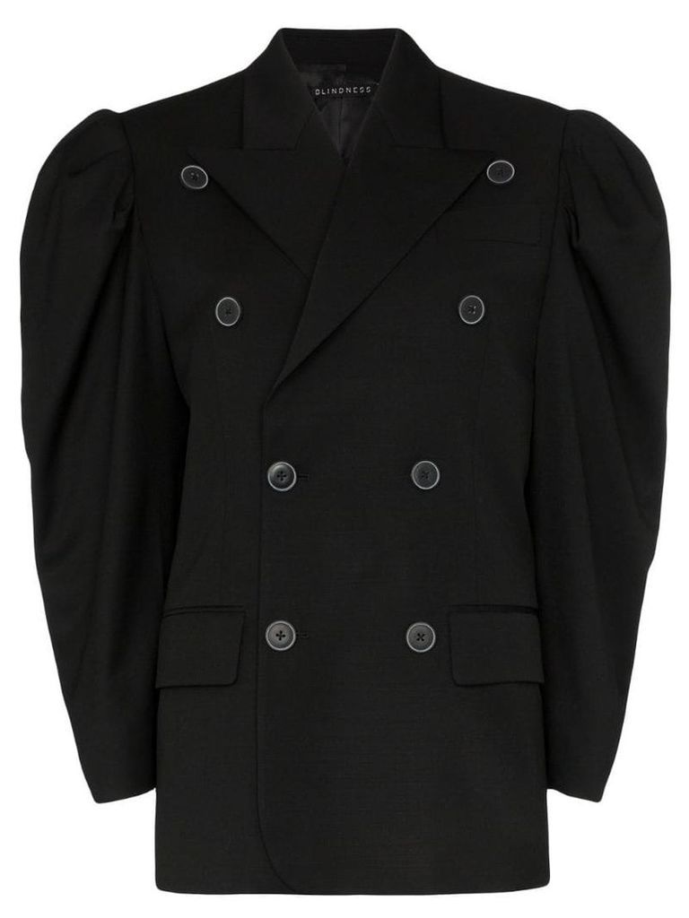 Blindness puff sleeve double-breasted blazer - Black