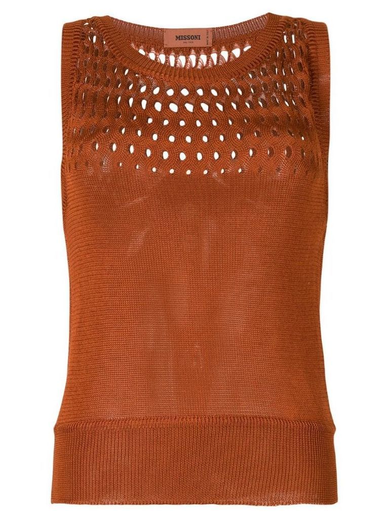 Missoni cut out detail fine knit sweater - Brown